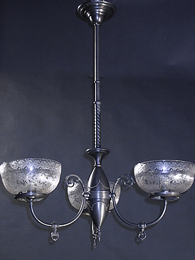 3-Light Gas Chandelier w/ Oblong Body